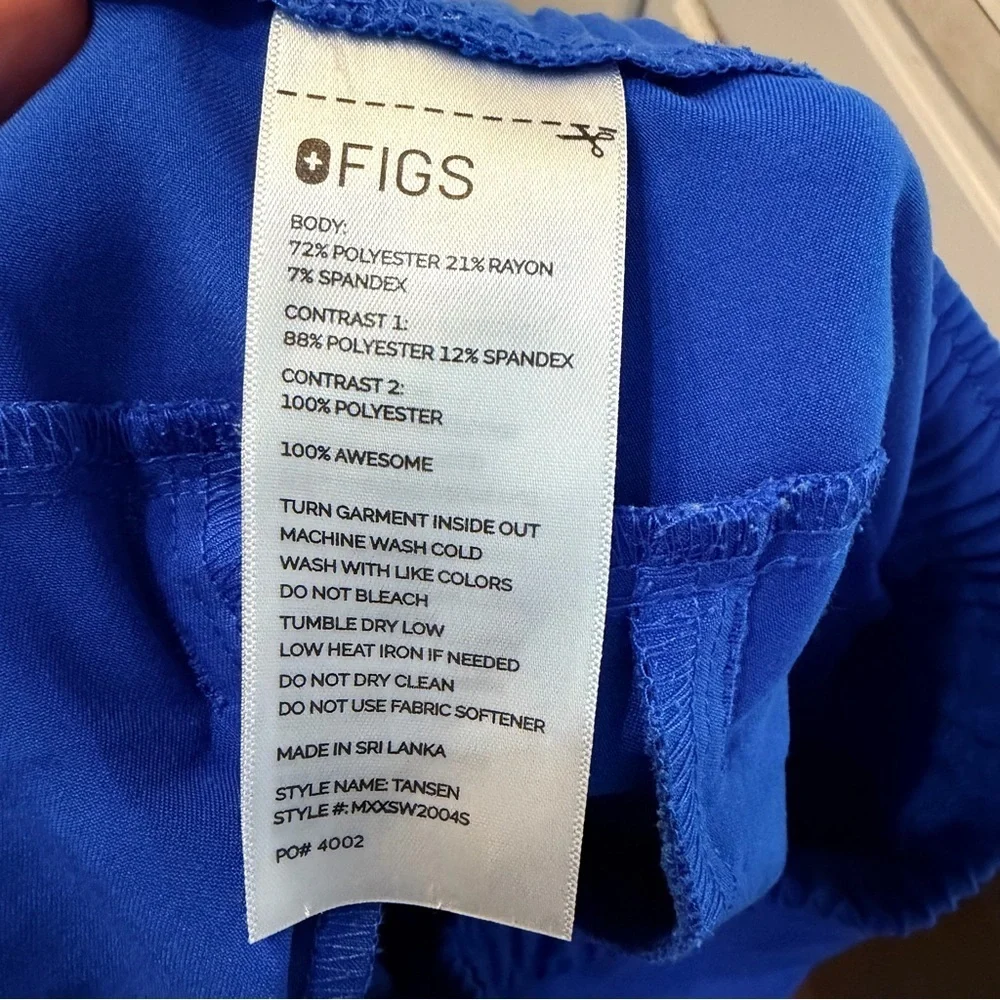 Figs Tansen Men's Jogger Scrub Pants Size Small Blue Embroidered Aya Healthcare